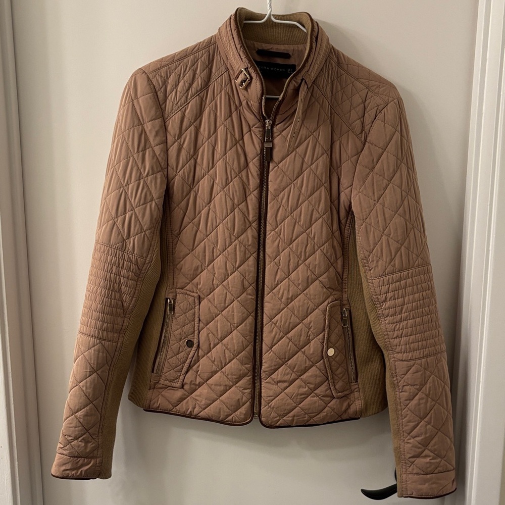 Zara Quilted Brown Puffer Jacket